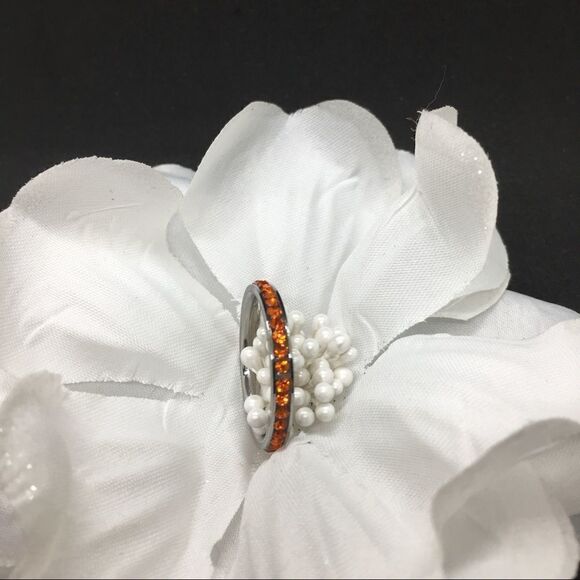 Stainless/crystal ring  - Picture 1 of 2